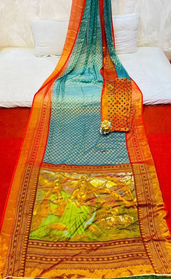 Monalisha 43 Printed Chiffon Designer Ethnic Wear Brasso Saree Collection